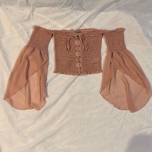 Charlotte Russe off the shoulder cropped corset with bell sleeves
